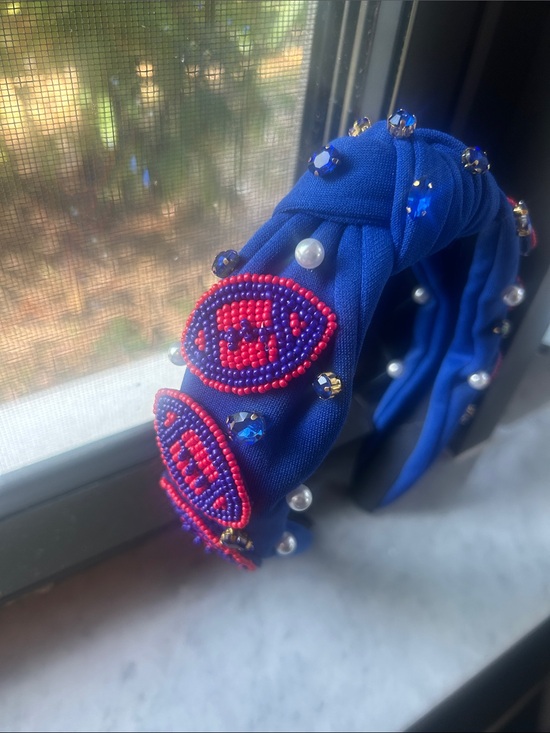 Accessories - Embellished Knotted Blue Pearl & Bead Headband